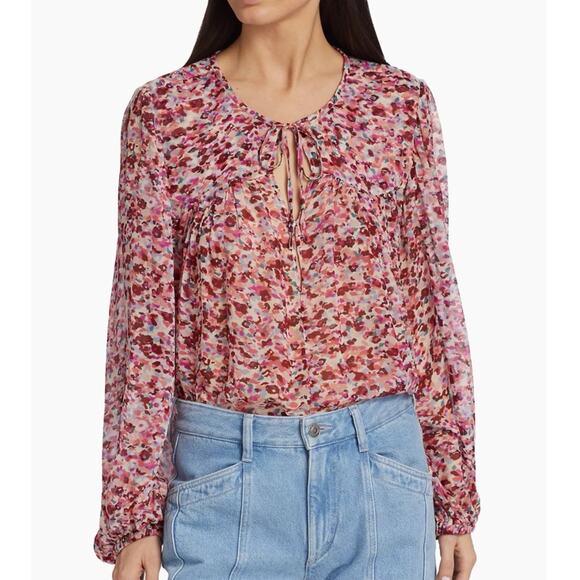 NWT Isabel Marant Étoile Daytonea Multicolor Printed Tie Front Blouse - Picture 10 of 11